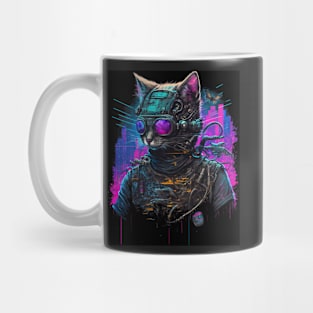 Cyberpunk cat robot Mug